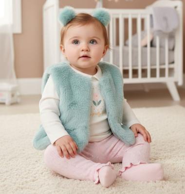 LJJ15539   Furry Gilet, legging & top "Pretty"  (0-9 months)