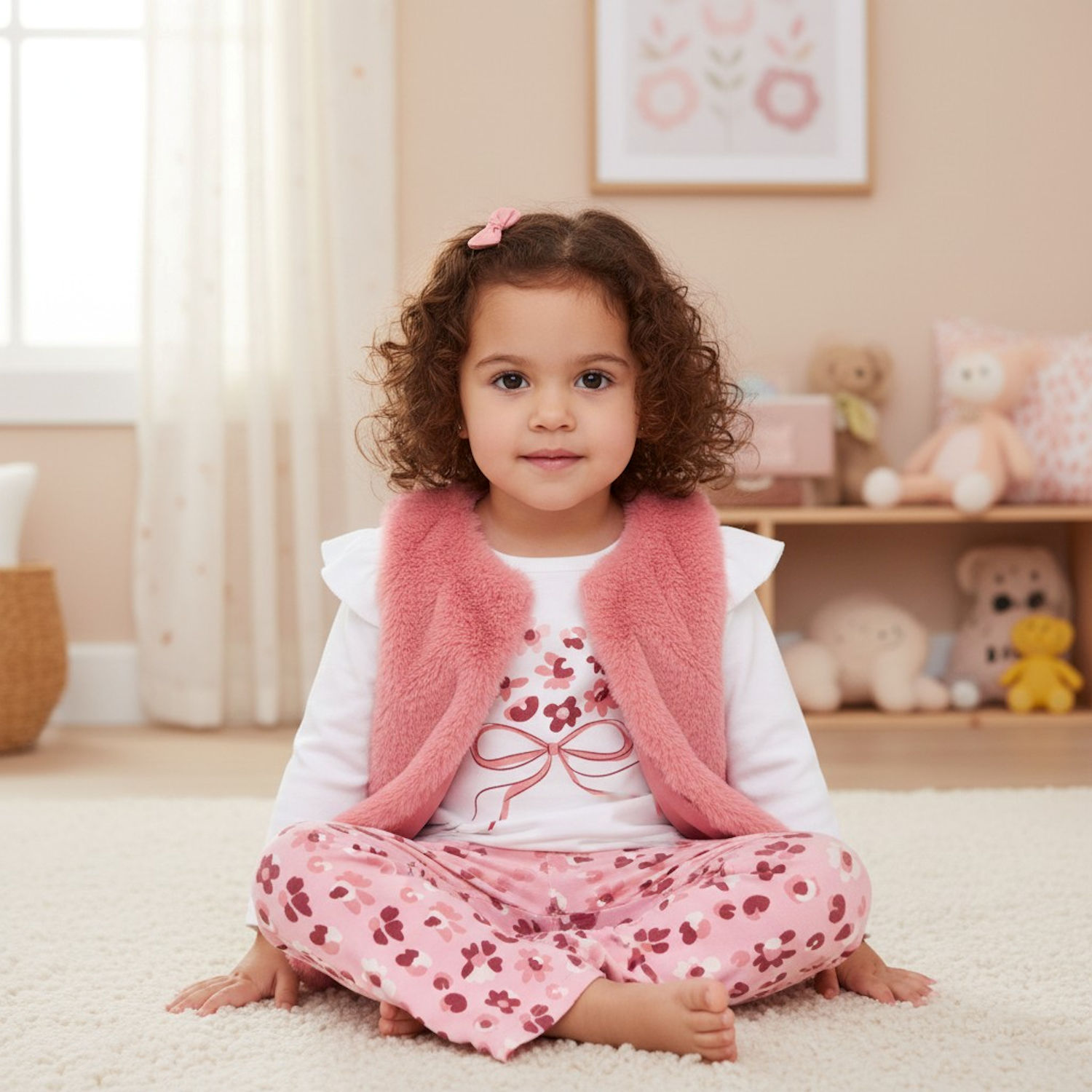 Lily & Jack J15539 * LJJ15542B Furry Gilet, legging & top "Flowers" (2-4 years)