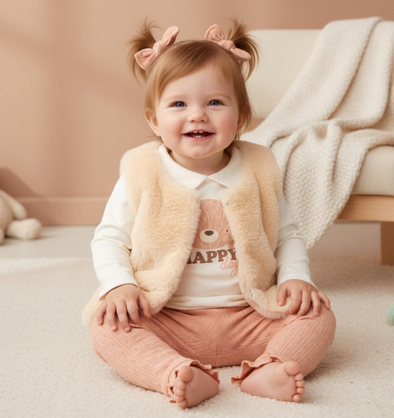 Lily & Jack J15546 * LJJ15546A Furry Gilet, legging & top "Flowers" (12-24 months)