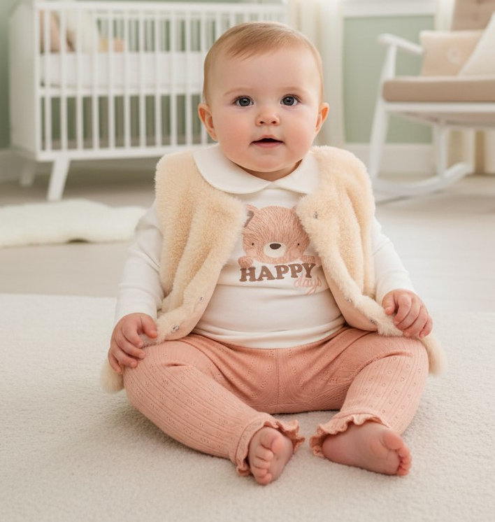 Lily & Jack J15546 * LJJ15546 Furry Gilet, leggings & top "Happy" (0-9 months)
