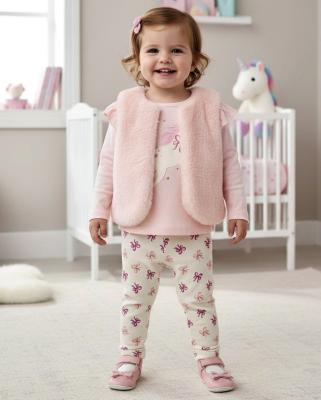 LJJ15547A  Furry Gillet, legging & top "Unicorn"  (12-24 months)