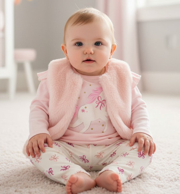 Lily & Jack J15547 * LJJ15547 Furry Gilet, legging & top "Unicorn" (0-9 months)