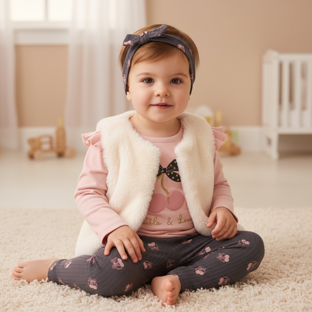 Lily & Jack J15545 * LJJ15870A Furry Gilet, leggings & top "Loved" (12-24 months)