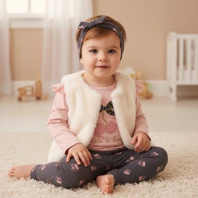 LJJ15870A  Furry Gilet, leggings & top "Loved"  (12-24 months)