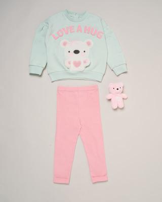 LJJ16525  "Love A Hug" Sweatshort, Trousers and Toy  (9-24m)