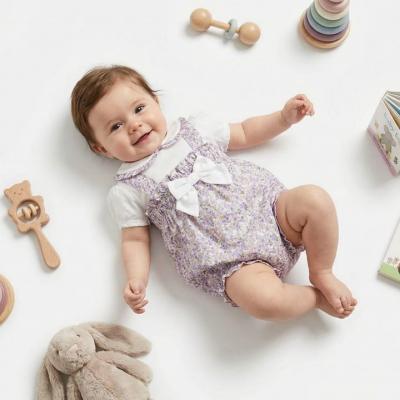 LT0846-L  Floral bodysuit and play romper  ( 3-18 months)