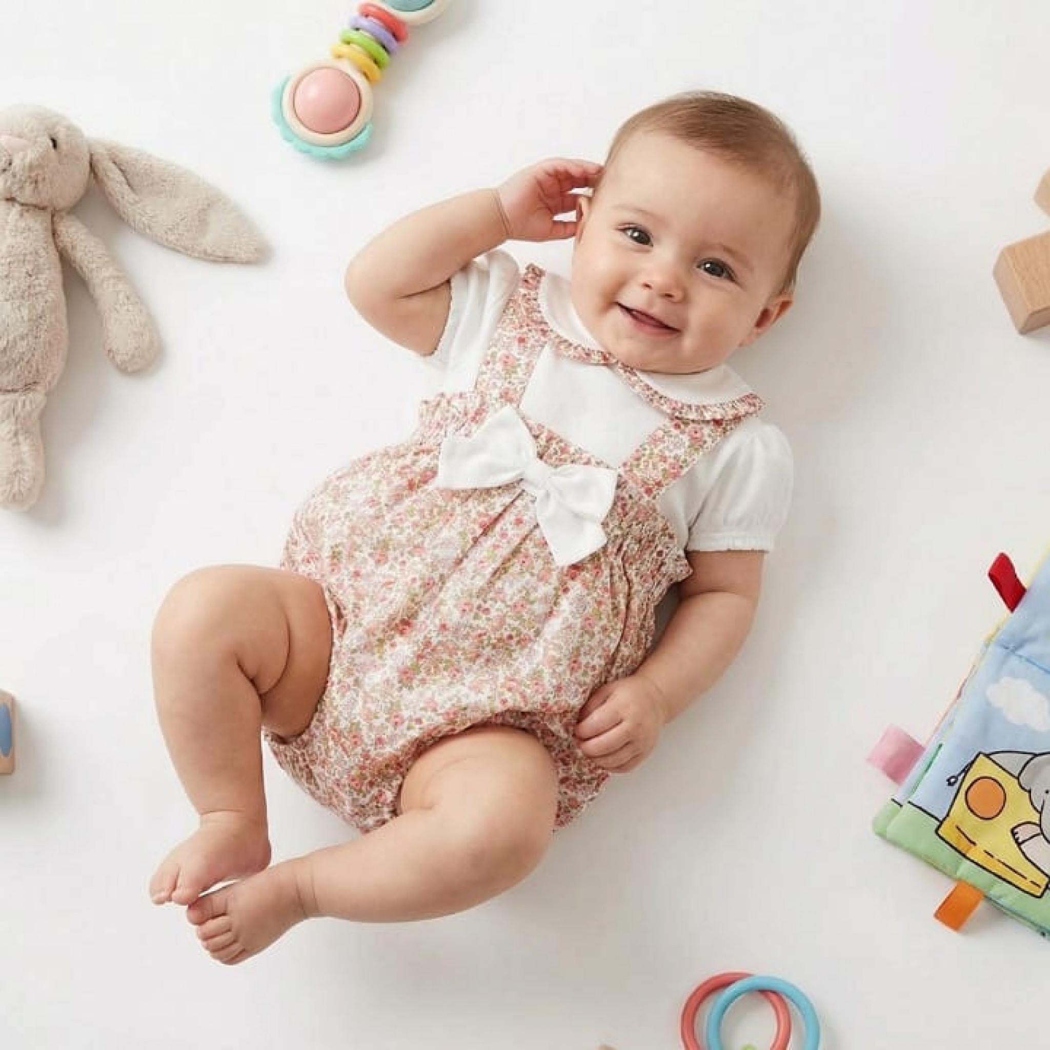 Lollitop Baby BS-0846 0288602608774 LT0846-P Floral bodysuit and play romper ( 3-18 months)