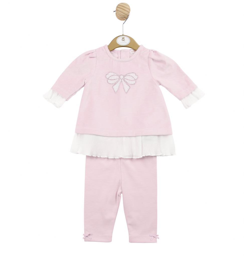 Mintini MB5079  MB5084A Two piece frilled bow trouser set( 12-24 months)