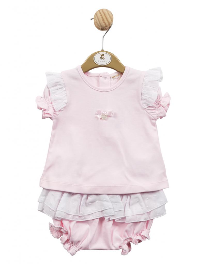 Mintini MB5323 * MB5241A Dobby Frill  Shorts and Top(12-24 months)
