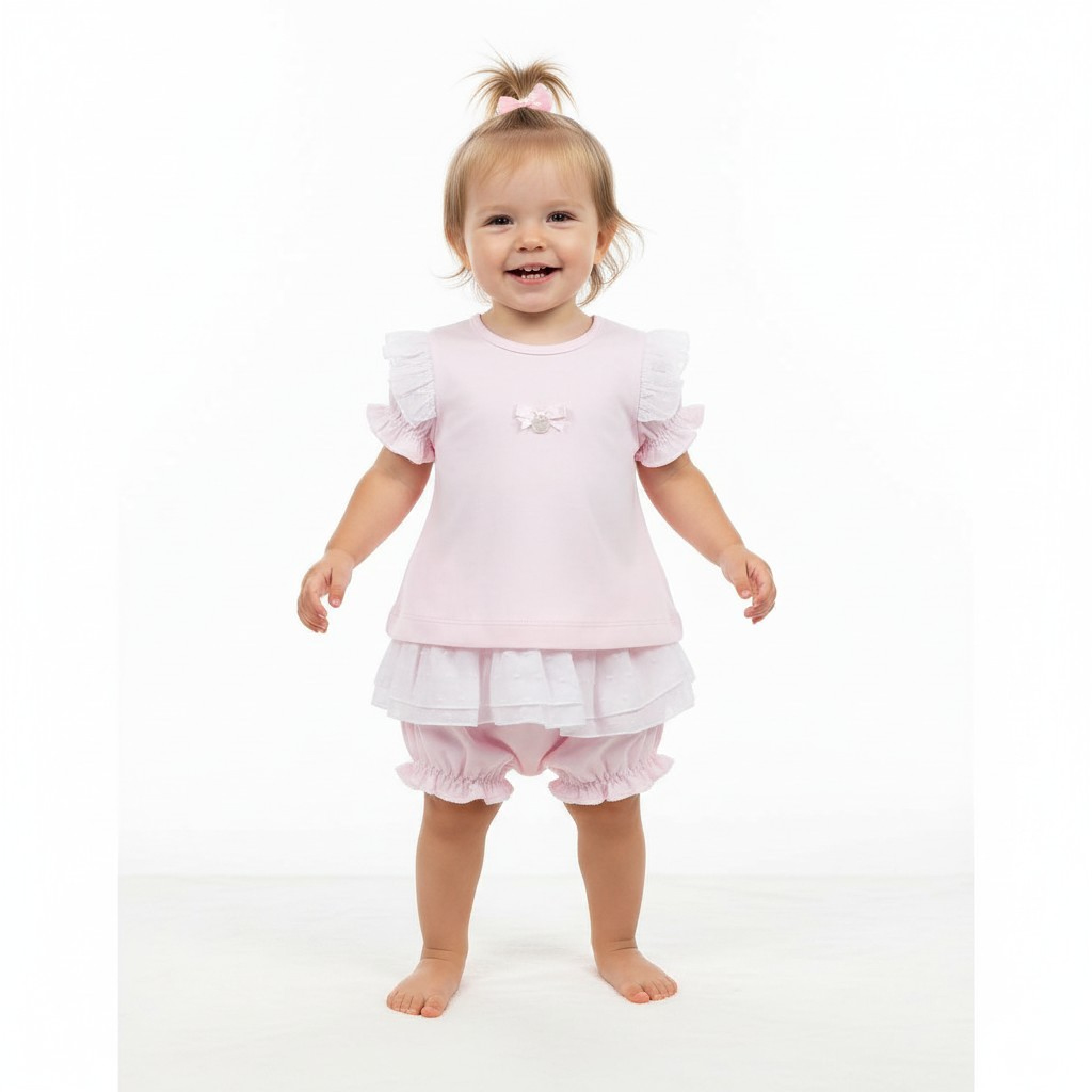 Mintini MB5323 * MB5241p Dobby Frill  Shorts and Top(3-9 months)