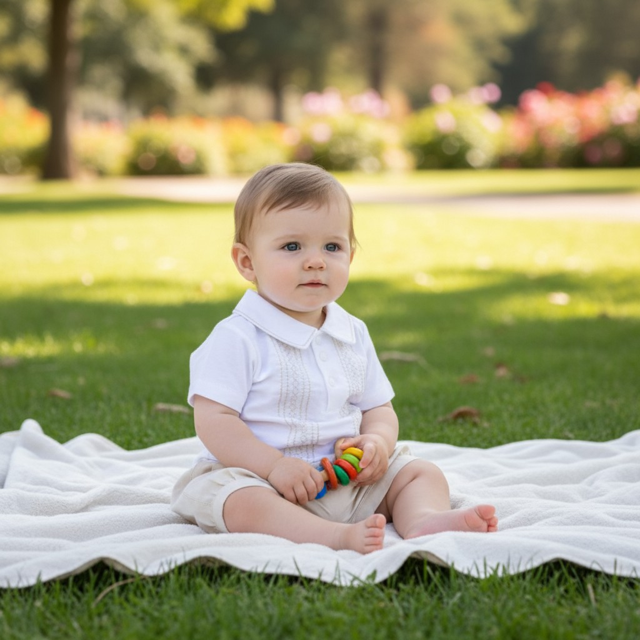 Mintini MB5257 5056590114509 MB5257S Embroidered Linen Shorts Set (3-9 months)