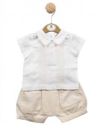 Mintini MB5257 5056590114509 MB5257 Embroidered Linen Shorts Set (3-9 months)