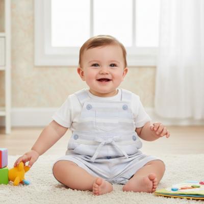 MB5280A  Stripe Dungaree Set (12-24 months)