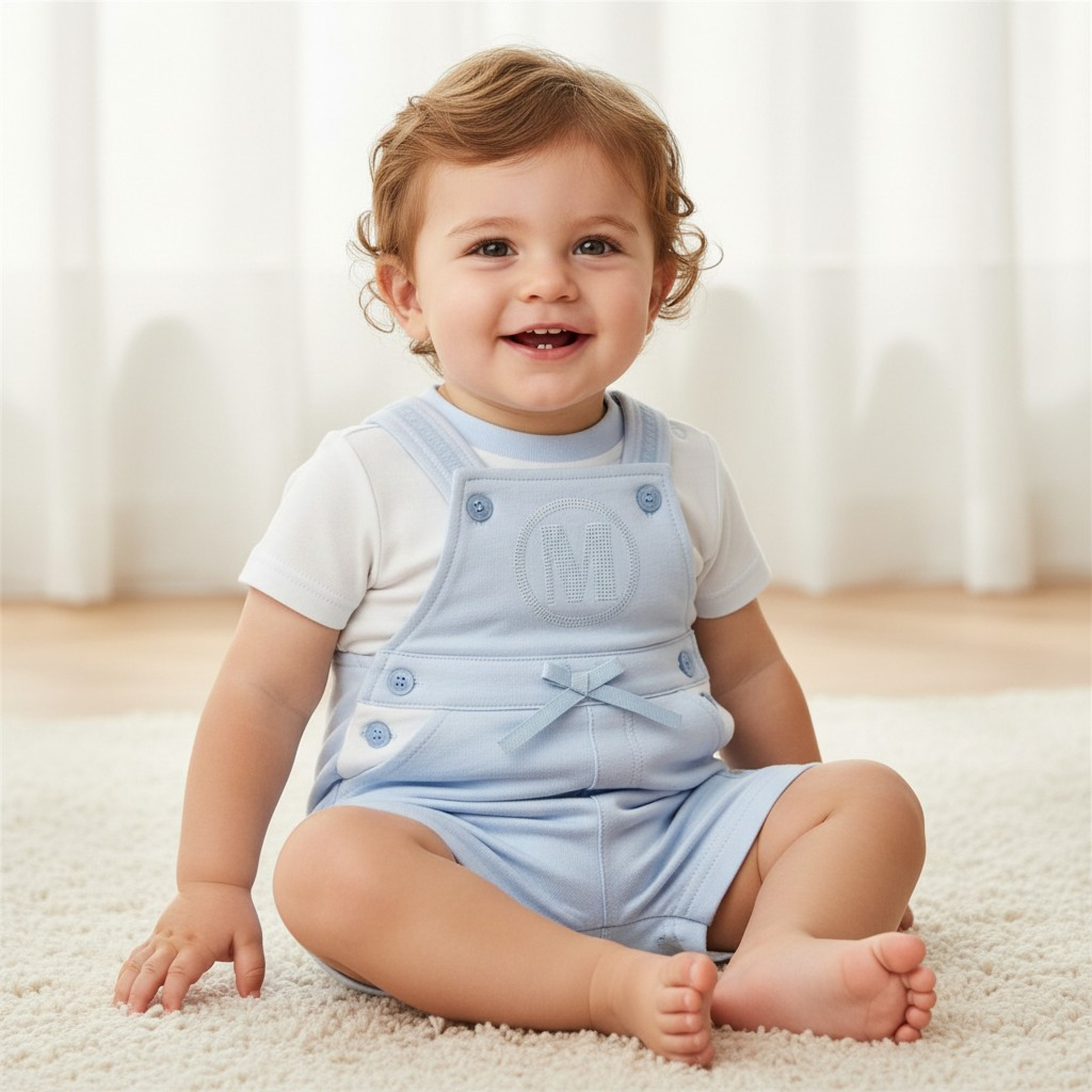 Mintini MB5316 * MB5316A "M" Mintini  Dungaree Set (12-24 months)