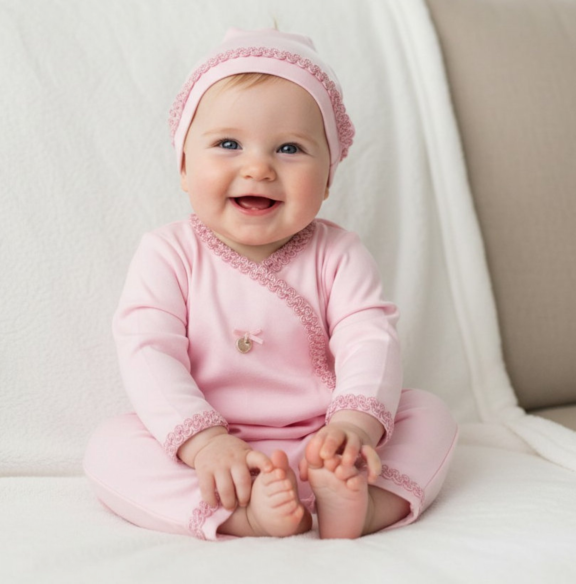 Mintini China  MB5374A Brocade Overall vest, and hat(1-6 months)