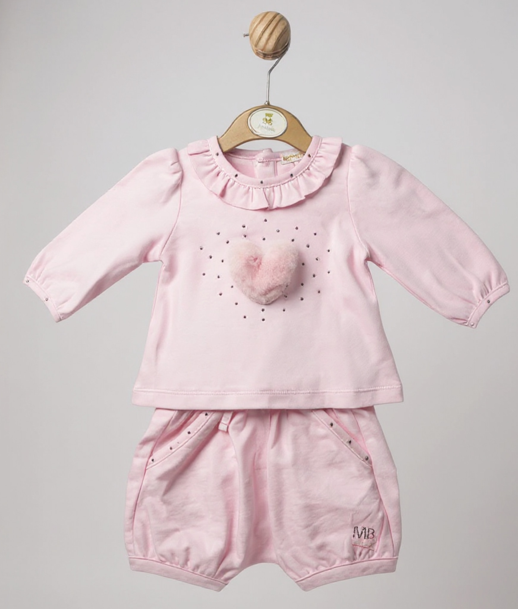 Mintini MB5538 MB5538P Fluffy Heart Bloomer Set (3-9 months)