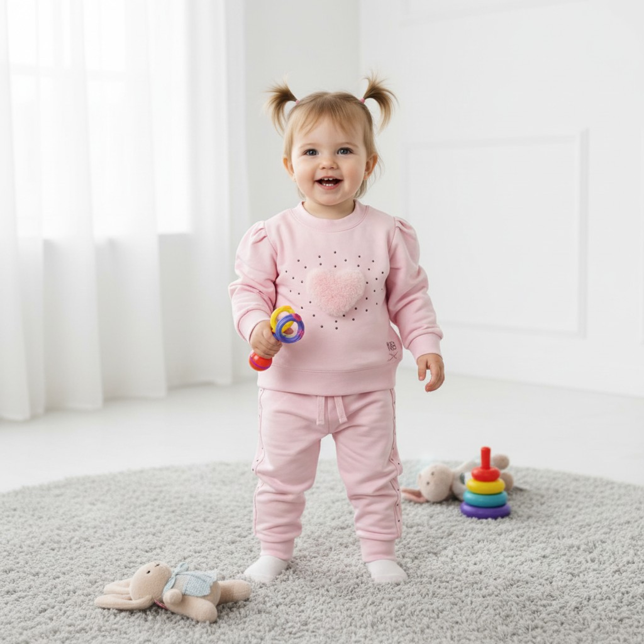 Mintini MB5541A  MB5541A Fluffy Heart Jog Set (12-24 months)