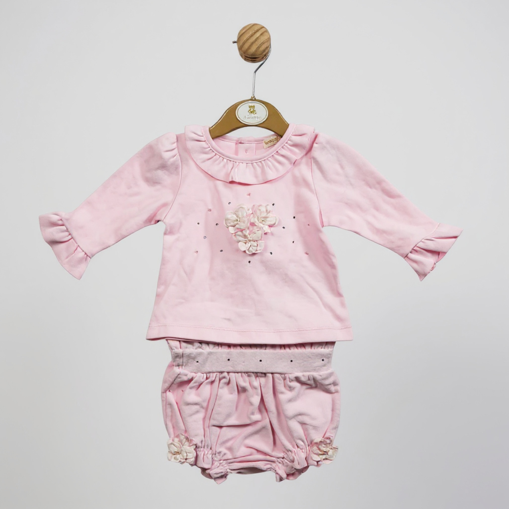 Mintini China 5056590121071 MB5559P Velveteen rosette Shorts Set (3-9 months)