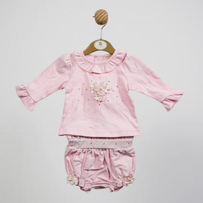 Mintini China 5056590121071 MB5559-P Velveteen Rosette Shorts Set (3-9 months)