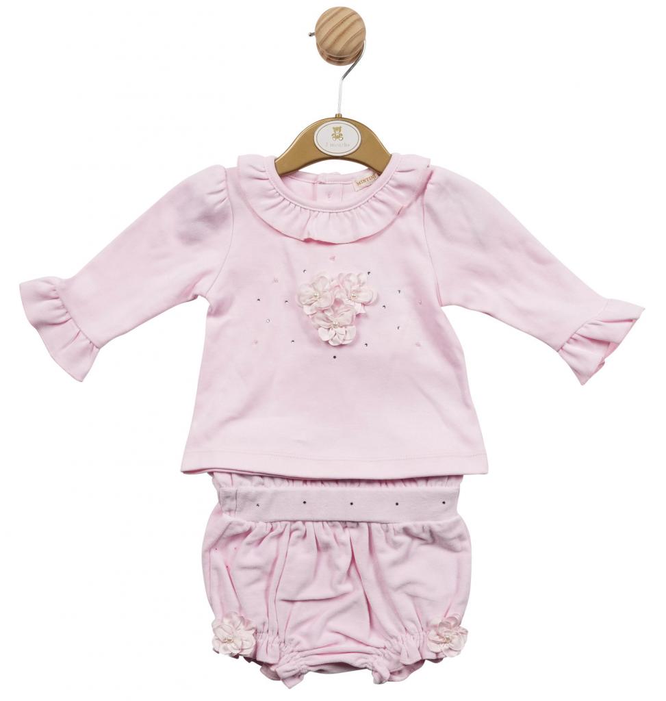 Mintini China 5056590121071 MB5559 Pink Frilled Two Piece Shorts Set (3-9 months)