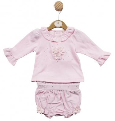 Mintini China 5056590121071 MB5559P Velveteen rosette Shorts Set (3-9 months)
