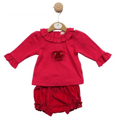 Mintini China  MB5566-A Red "Flowers and Frills" Two Piece  (12-24 months)