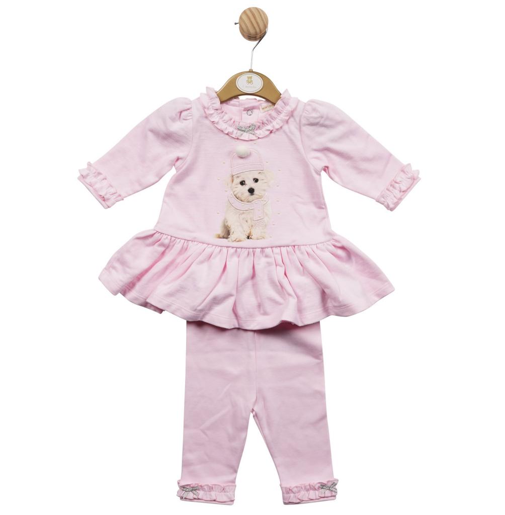 Mintini MB5592  MB5592 Frilled Dress and Leggings With Puppy (3-9 months)
