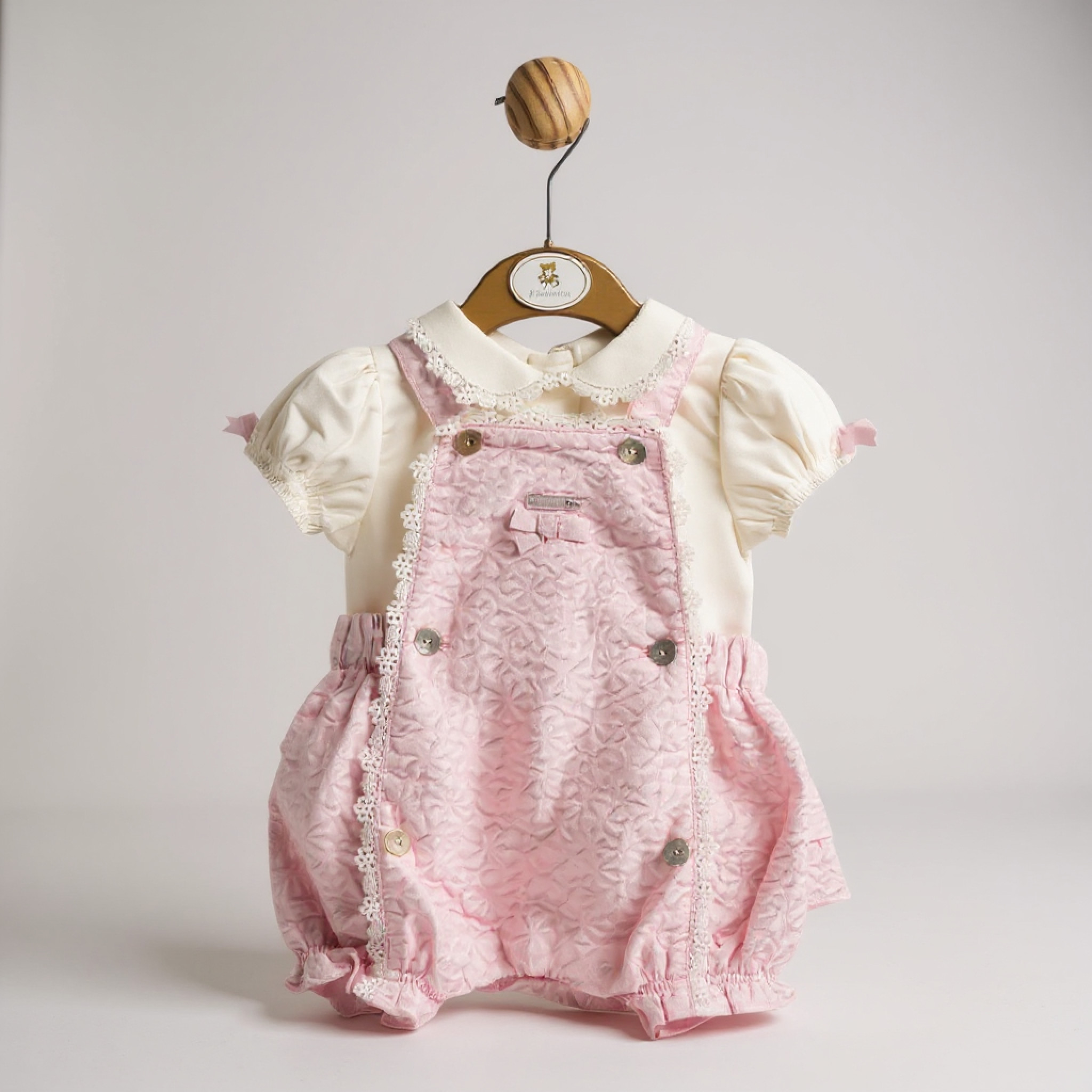 Mintini MB5623A  MB5623AP Floral Bloomer Dungaree Set (12-24 months)