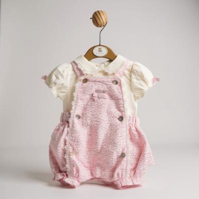 Mintini MB5623A  MB5623-A Floral Bloomer Dungaree Set (12-24 months)