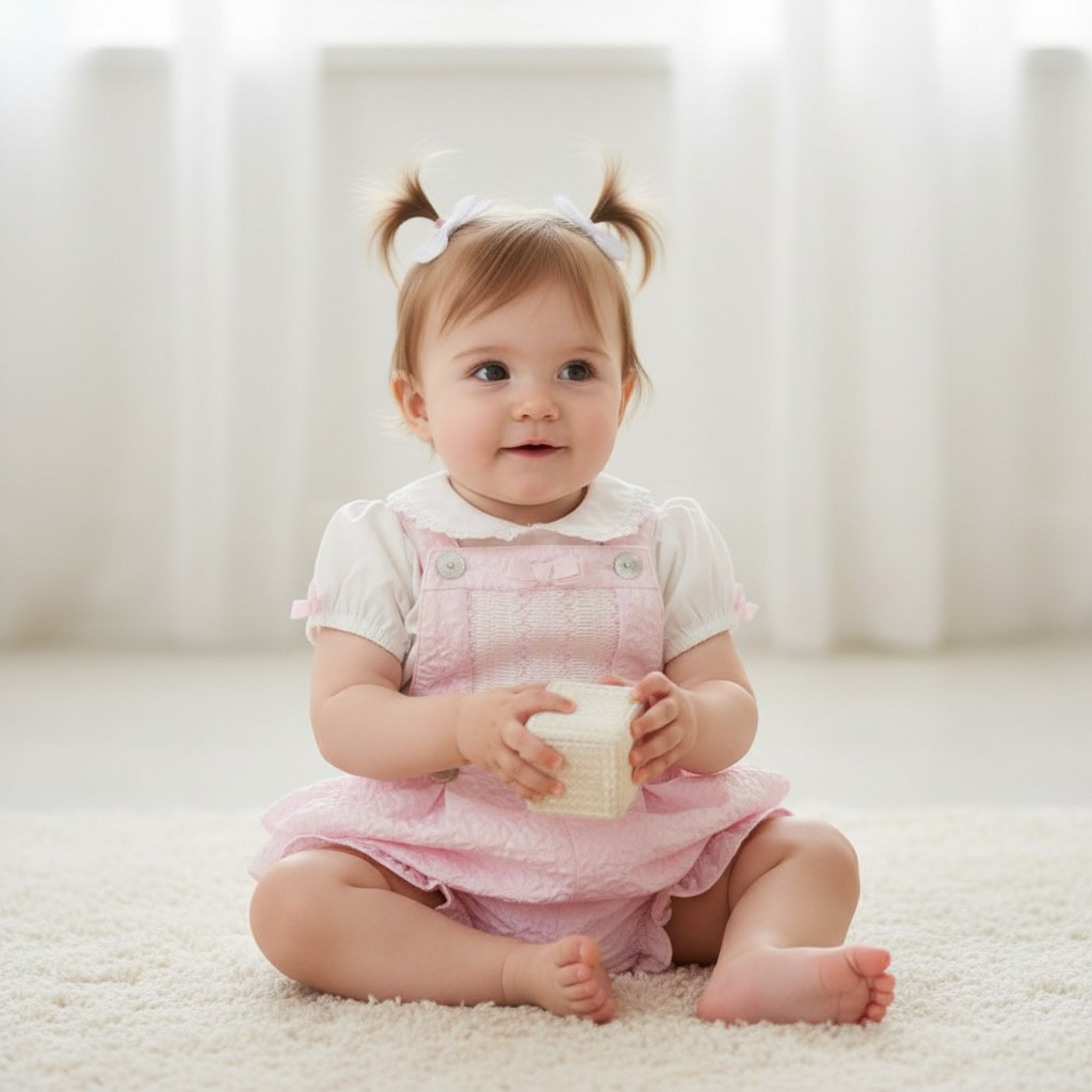 Mintini MB5624A  MB5624-AP Floral Smocked Dungaree Bloomer (12-24 months)