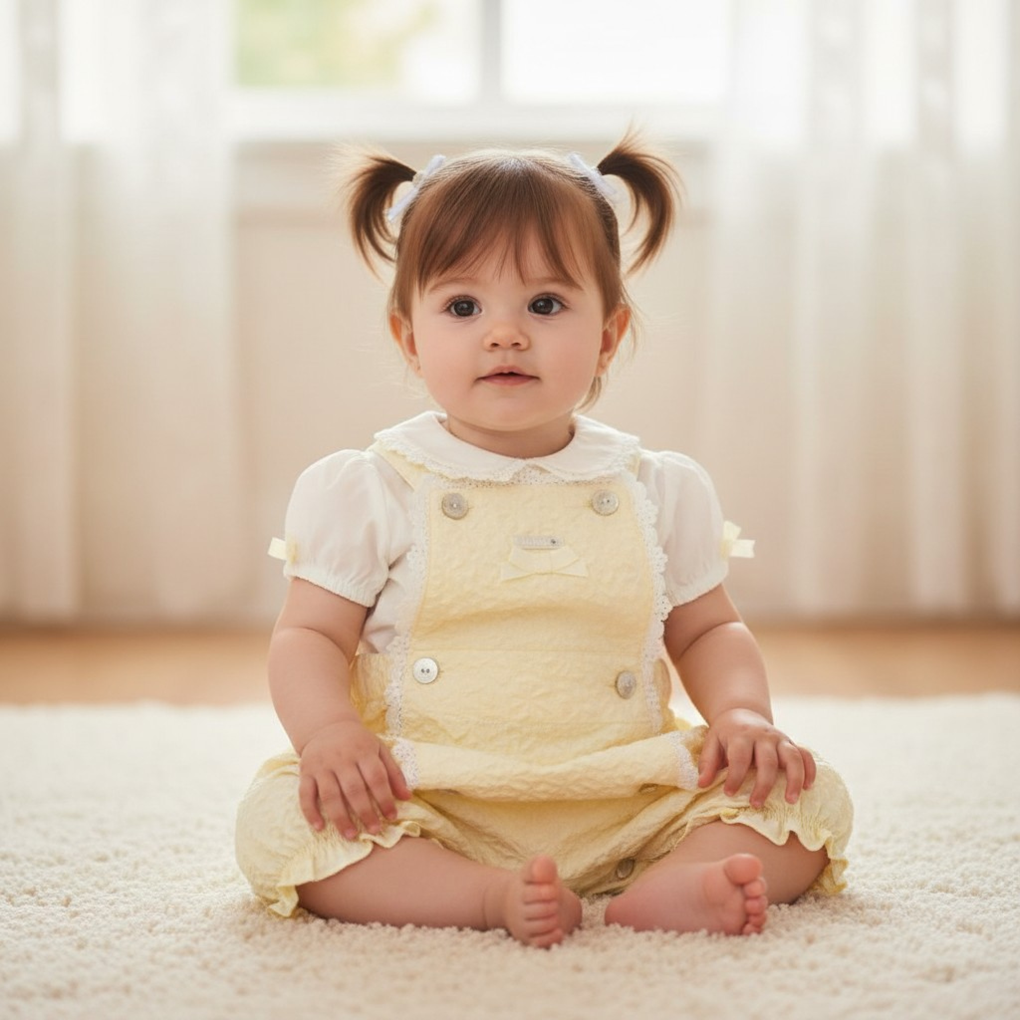 Mintini MB5630  MB5630-Y Floral Bloomer Dungaree Set (3-9 months)