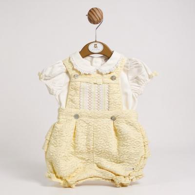 Mintini MB5631A  MB5631A-Y Floral Smocked Bloomer Dungaree Set (12-24 months)