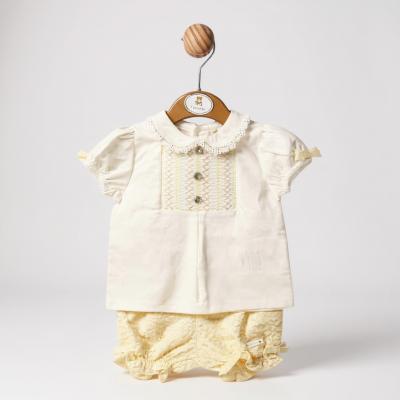 Mintini MB5633A  MB5633-AY Floral Smocked Bloomer Shorts Set (12-24 months)