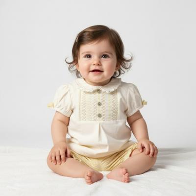 MB5633-Y  Floral Smocked Bloomer Shorts Set  (3-9 months)