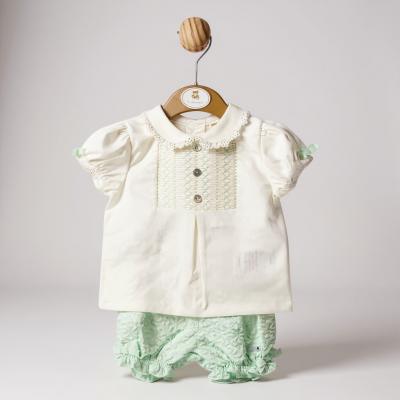 Mintini MB5640  MB5640-G Floral Smocked Bloomer Shorts Set (3-9 months)