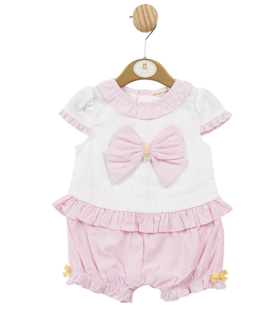 Mintini MB5686 505690125307 MB5686 Striped "Frills and Bow" Romper (3-12 months)