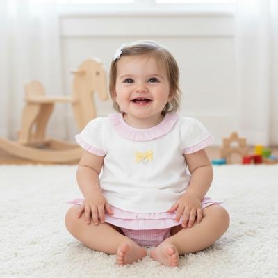 MB5687P  Striped "Frills and Bow" Jam Pants Set  (3-9 months)