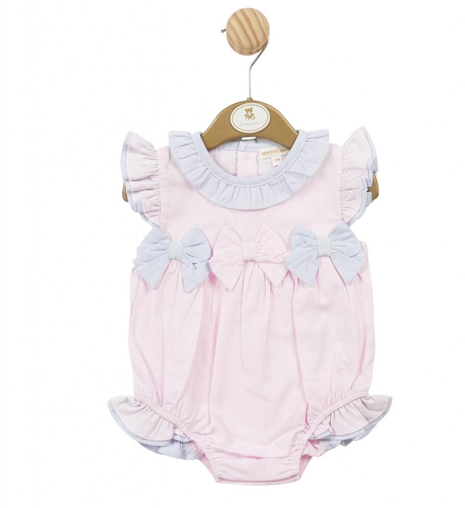 Mintini MB5693  MB5693 "Bows and Frills" Romper (3-12 months)