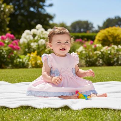 MB5697P  "Bows and Frills" Dress & Bloomer  (3-9 months)