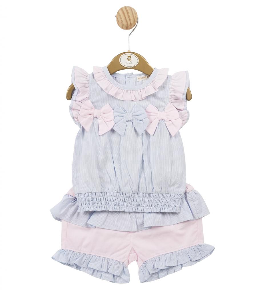 Mintini MB5699  MB5699 "Bows and Frills" Shorts Set (3-9 months)