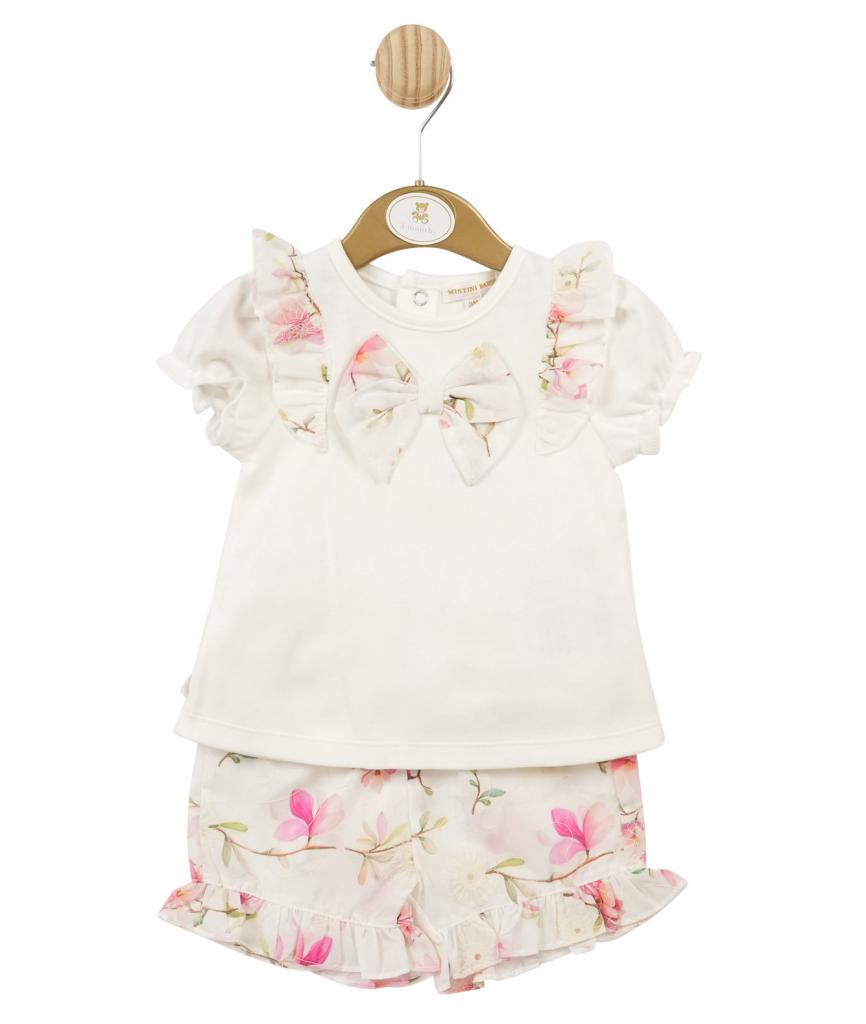 Mintini MB5706A 5056590126557 MB5706A Floral "Frills and Bows" Shorts Set (12-24 months)