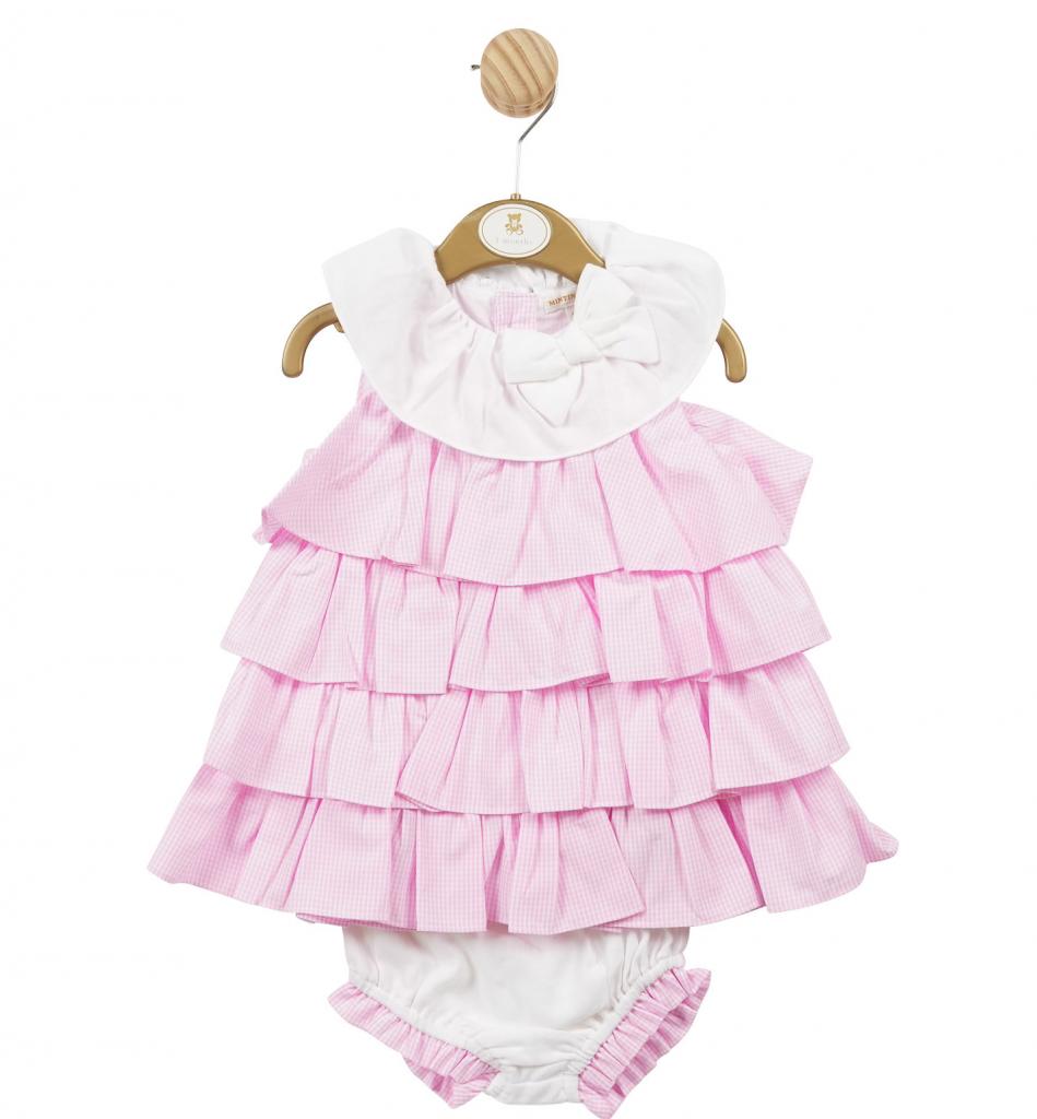 Mintini MB5731  MB5731 Tiered "Gingham and Bow"  Dress Set (3-9 months)