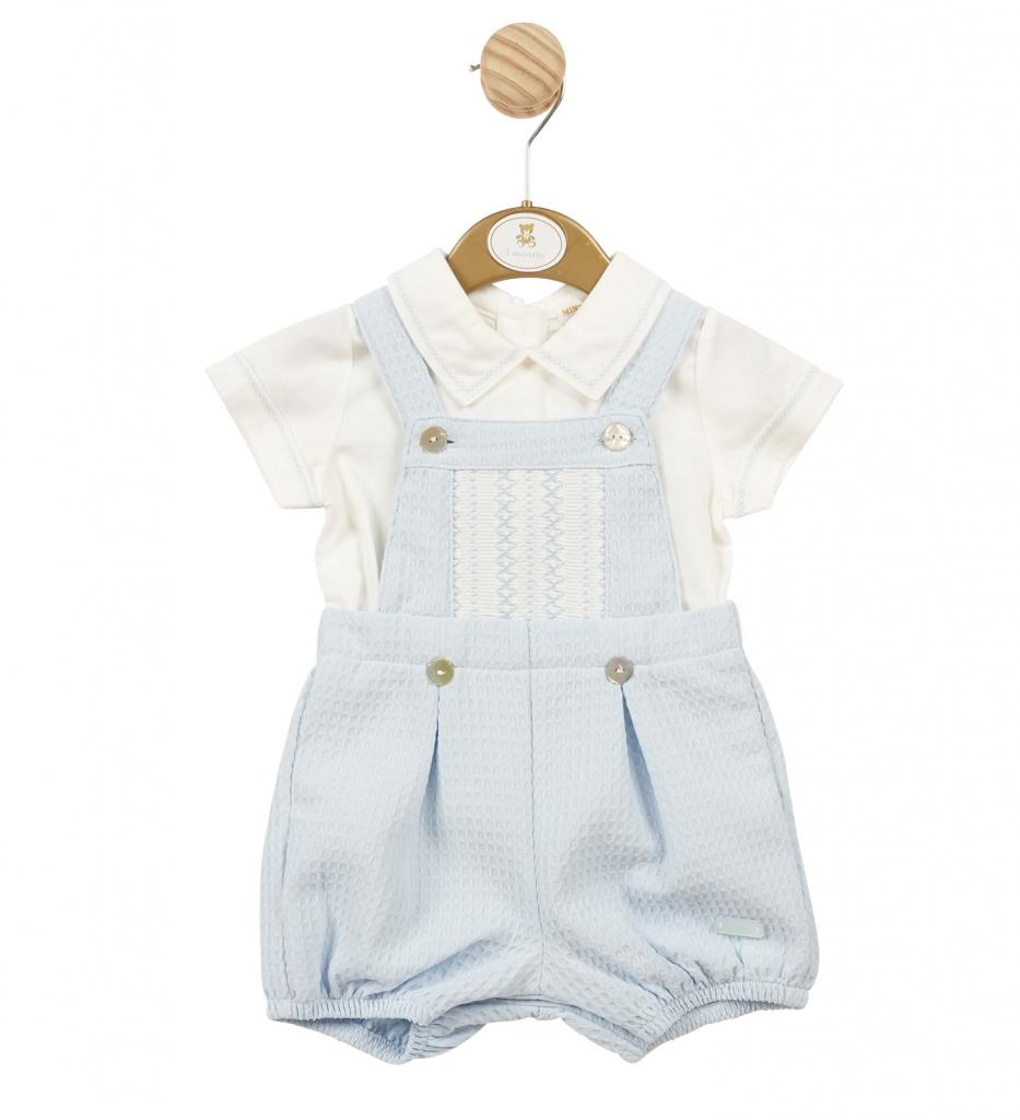 Mintini MB5741A  MB5741A Smocked Waffle Short Dungaree Set (12-24 months)