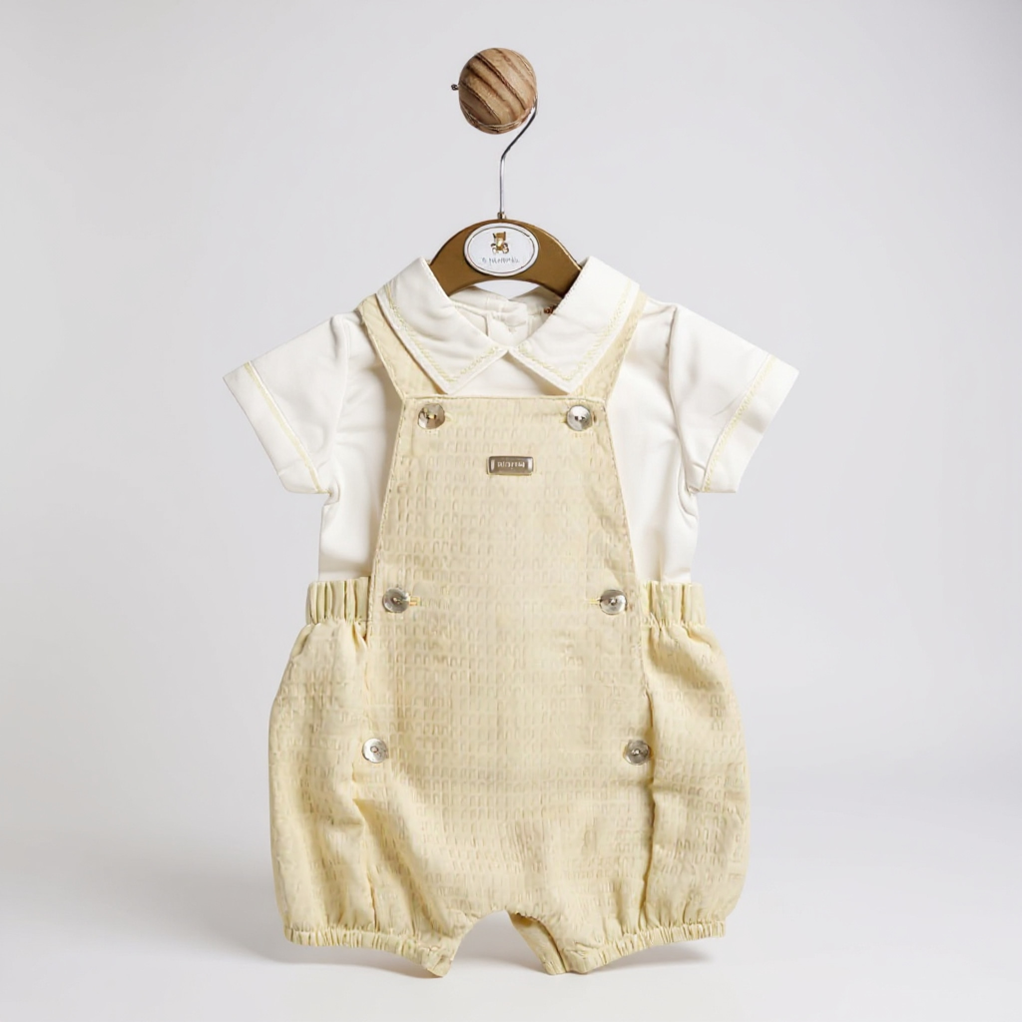 Mintini MB5747A 5056590128285 MB5747-A Waffle Short Dungaree Set (12-24 months)