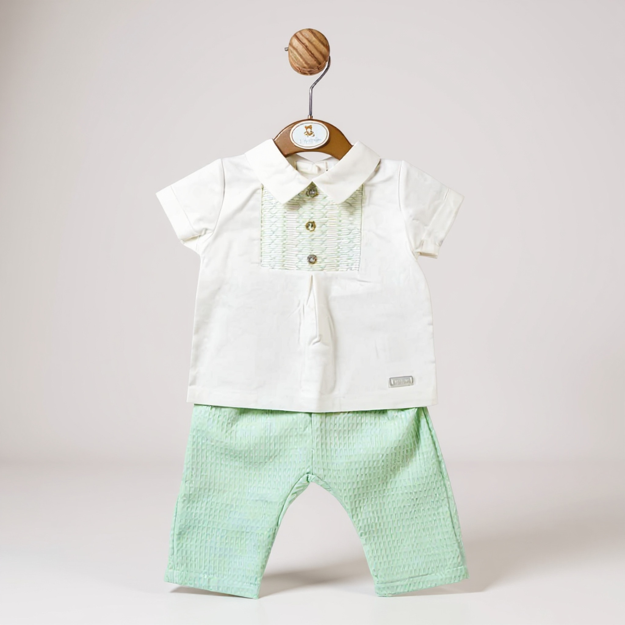 Mintini MB5757 5056590128711 MB5757M Smocked Waffle Trouser Set (3-9 months)