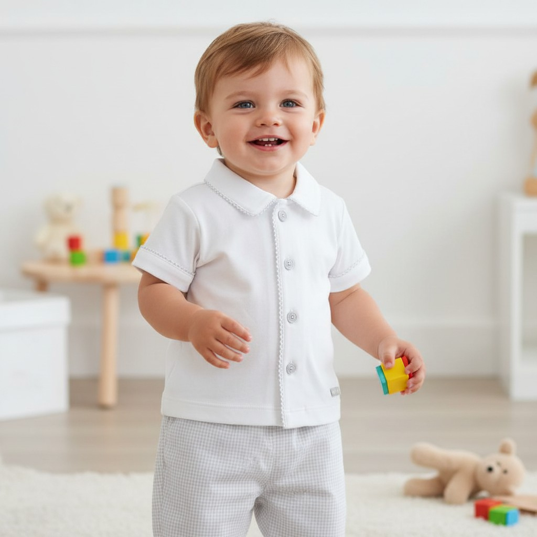 Mintini MB5777A * MB5777-A Shirt and Gingham Trousers (12-24 months)