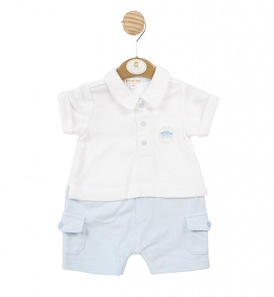 Mintini MB5809 5056590131018 MB5809 Pique and Toweling "Car" Romper (3-9 months)