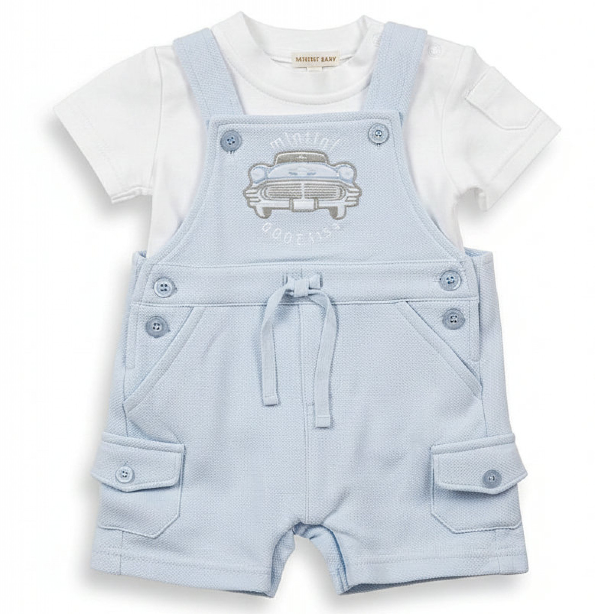 Mintini MB5810 5056590131070 MB5810S Pique "Car" Dungaree Set (3-9months)