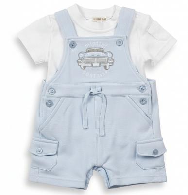 MB5810S  Pique "Car" Dungaree Set  (3-9months)