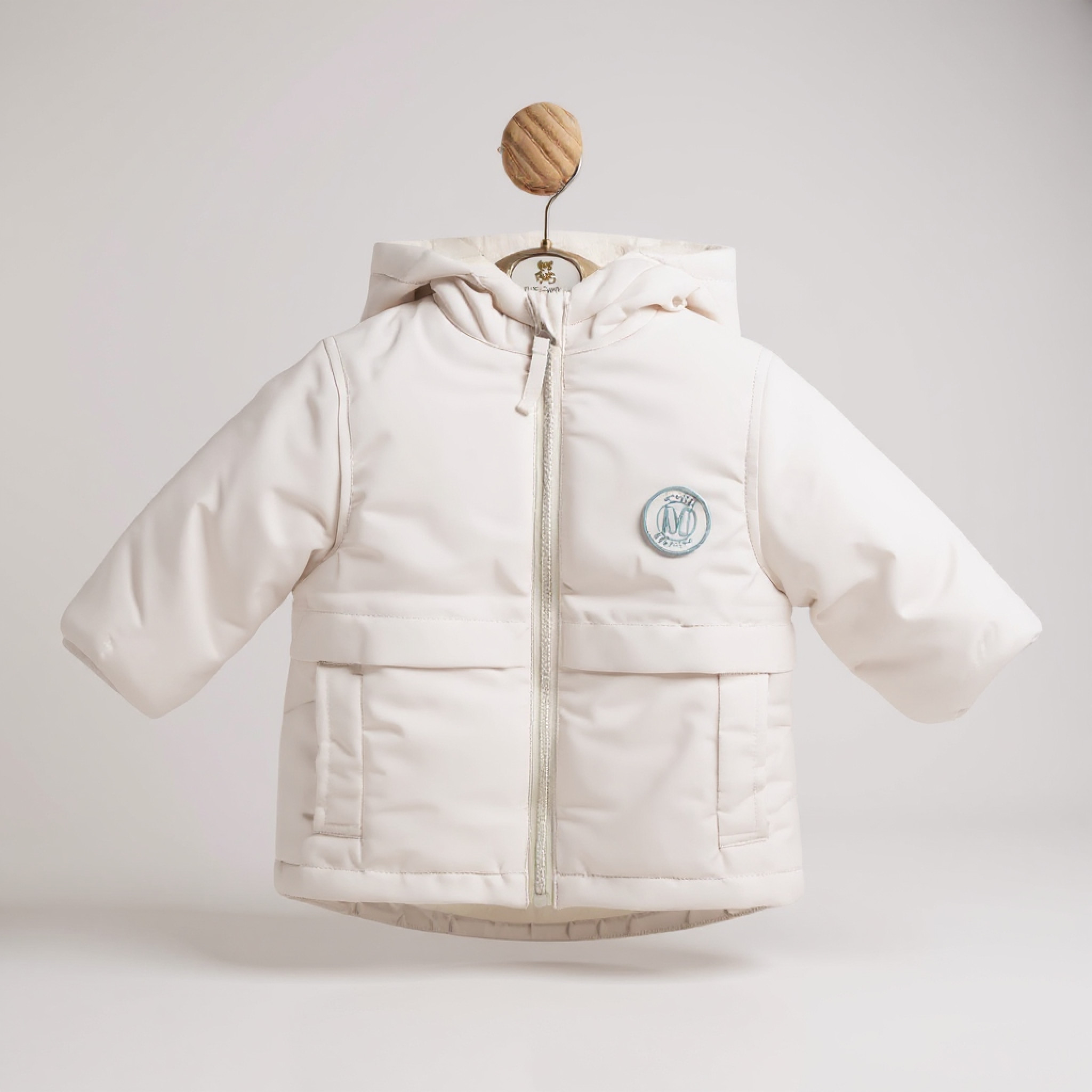 Mintini MB5901A MB5901A White Hooded Coat (12-24 months)